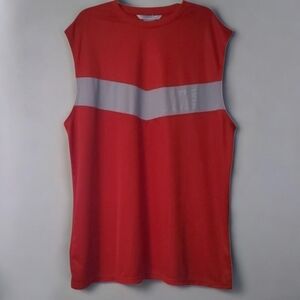 Nike Men's Size XXL Sleeveless Athletic Shirt Red Top Gray Stripe Mens Muscle